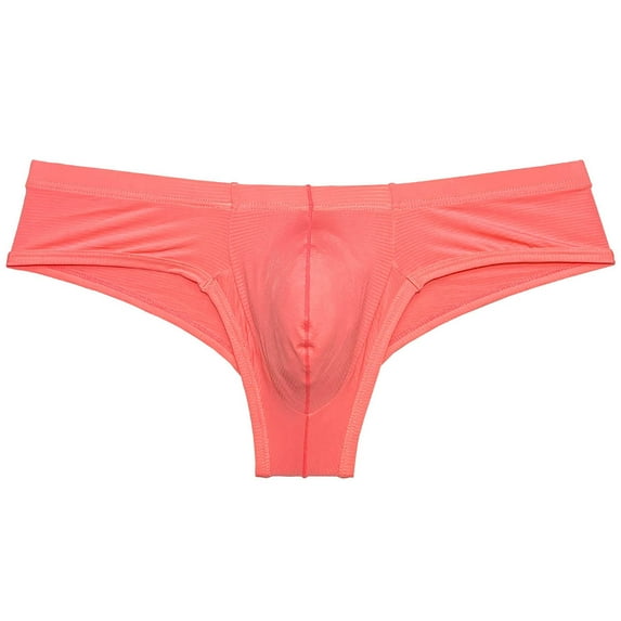 Botmois Men's Solid Spandex Comfy Pouch Soft Bikini Briefs Trunks Bulge Enhancing Underwear Panties Watermelon Red M