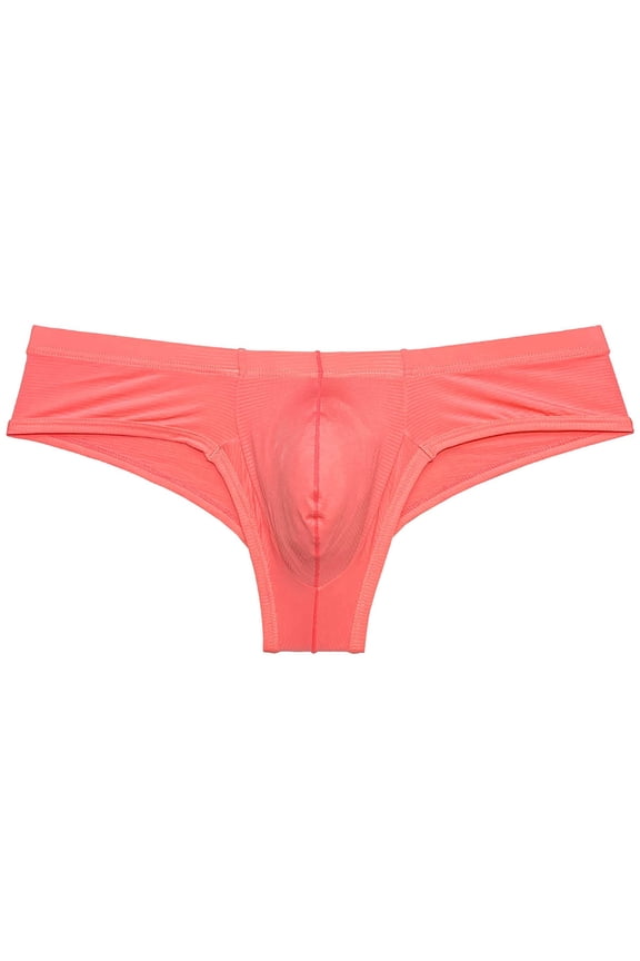 Men's Solid Spandex Comfy Pouch Soft Bikini Briefs Trunks Bulge Enhancing Underwear Panties Watermelon Red XL