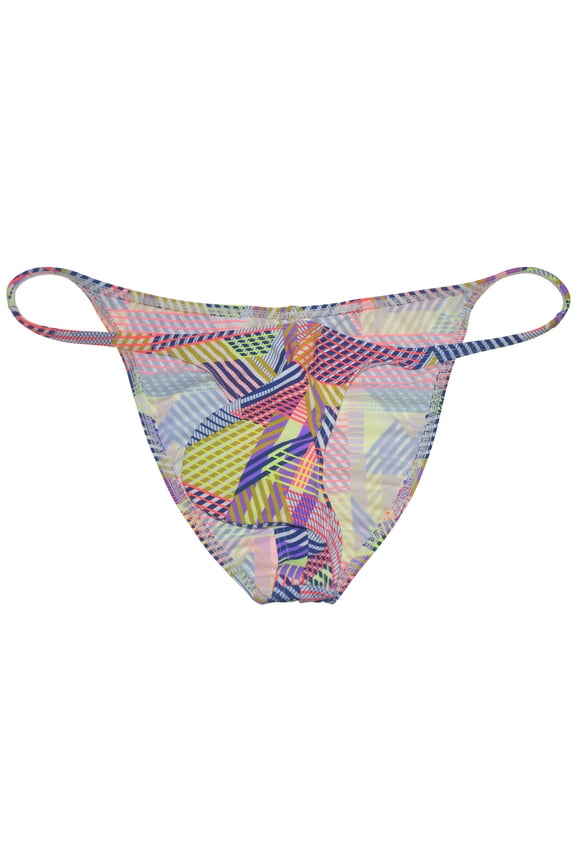 Men's Spandex Swim Briefs U-Convex Pouch Bikini Bottoms Swimwear Cheeky Bathing Swimsuit Underwear Enhance Hipster Thong Underpants Lingerie Yellow Mosaic X