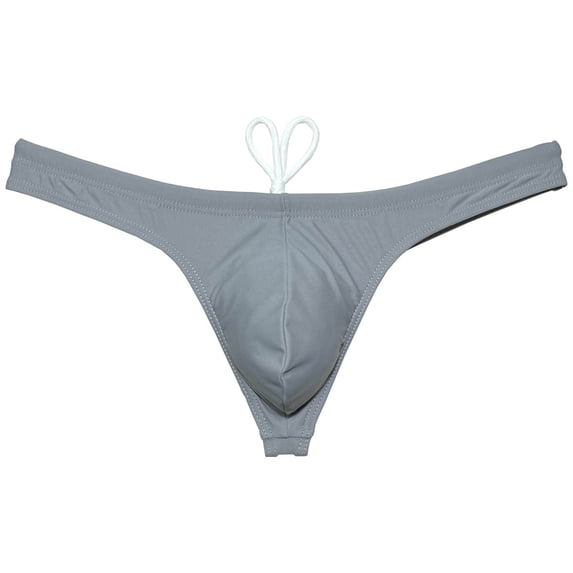 Botmois Men's Swim Briefs with Lining Mini Bikini Trunks Drawstring Thongs Swimwear Soft Breathable G-Strings Quick-dry Tangas Underwear Gray XL