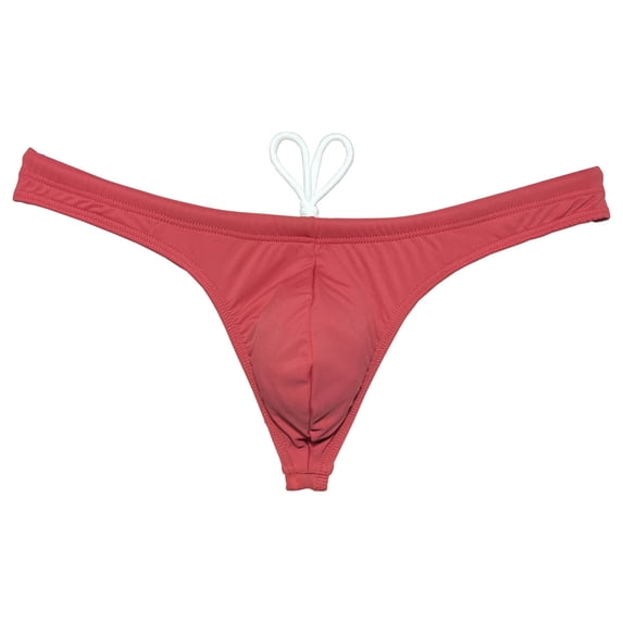 Botmois Men's Swim Briefs with Lining Mini Bikini Trunks Drawstring Thongs Swimwear Soft Breathable G-Strings Quick-dry Tangas Underwear Red Brown XL