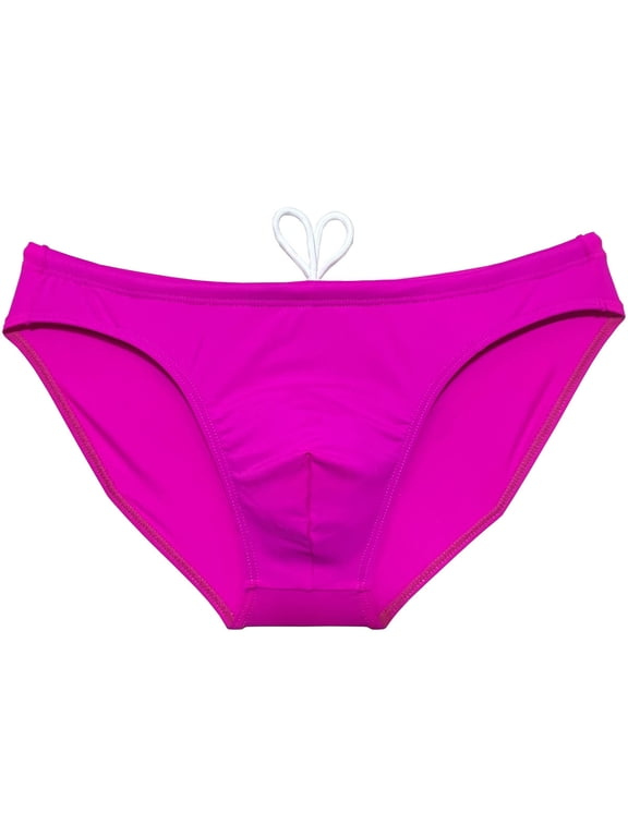 Men's Swim Hipster Briefs with Lining Drawstring Bathing Suits Swimwear Mini Bikini Surf Trunks Soft Breathable Tankini Underwear Quick-dry Tangas Pink XL