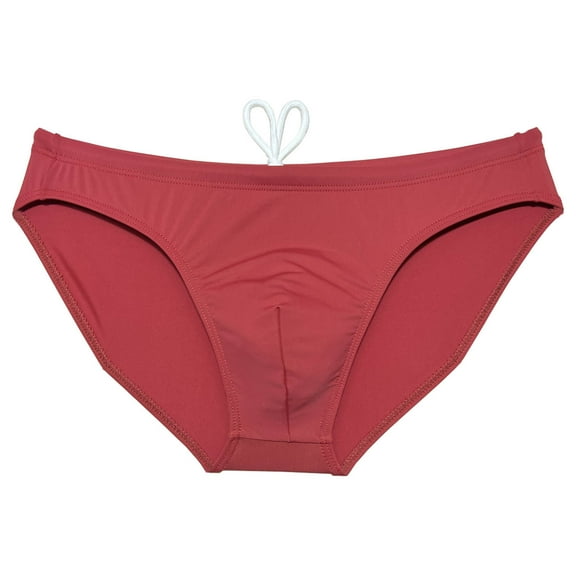 Botmois Men's Swim Hipster Briefs with Lining Drawstring Bathing Suits Swimwear Mini Bikini Surf Trunks Soft Breathable Tankini Underwear Quick-dry Tangas Red Brown L