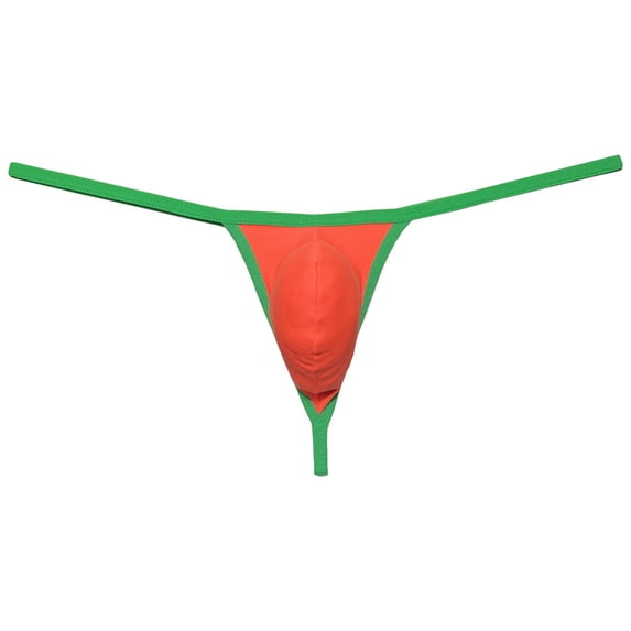 Botmois Men's Thong Solid Bikini Mini Bottom Briefs Spandex Pouch Micro Tangas T-back Jockstrap Underwear Orange L