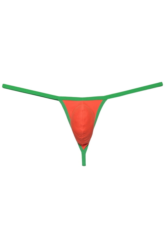 Men's Thong Solid Bikini Mini Bottom Briefs Spandex Pouch Micro Tangas T-back Jockstrap Underwear Orange M