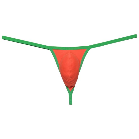 Botmois Men's Thong Solid Bikini Mini Bottom Briefs Spandex Pouch Micro Tangas T-back Jockstrap Underwear Orange XL