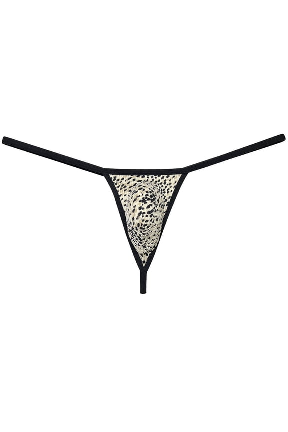 Men's Thongs Low-rise Soft Mini Tangas Contrast Color Bikini Briefs Ultrathin G-String Comfortable T-Back Underwear Leopard L