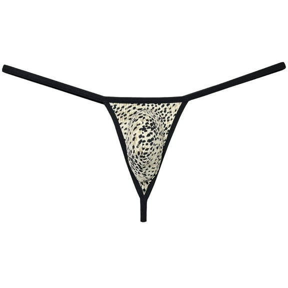 Botmois Men's Thongs Low-rise Soft Mini Tangas Contrast Color Bikini Briefs Ultrathin G-String Comfortable T-Back Underwear Leopard X