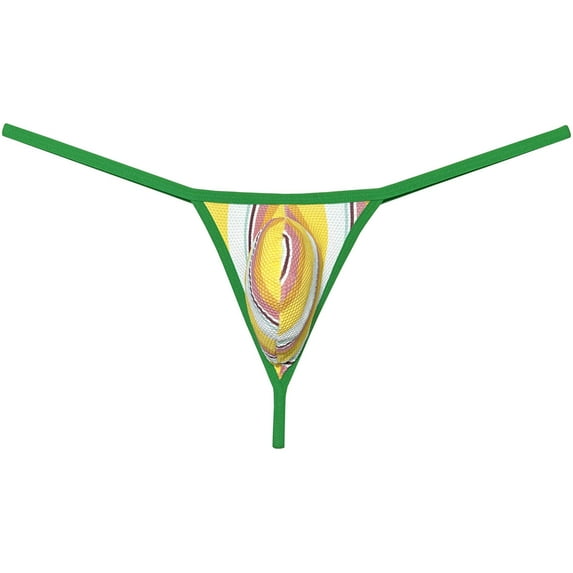 Botmois Men's Thongs Low-rise Soft Mini Tangas Contrast Color Bikini Briefs Ultrathin G-String Comfortable T-Back Underwear Orange Stripe L