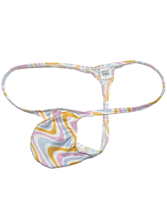 Men's Thongs Mini Bikini Briefs Soft Low-rise G-String Ultrathin Pouch Tangas Micro Hipster Comfortable T-Back Panties Underwear Orange Wave X