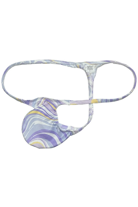 Men's Thongs Mini Bikini Briefs Soft Low-rise G-String Ultrathin Pouch Tangas Micro Hipster Comfortable T-Back Panties Underwear Purple Wave X