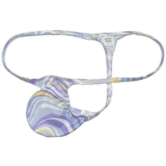 Botmois Men's Thongs Mini Bikini Briefs Soft Low-rise G-String Ultrathin Pouch Tangas Micro Hipster Comfortable T-Back Panties Underwear Purple Wave L