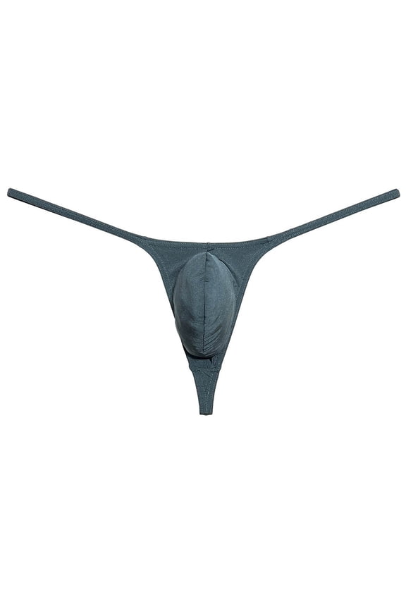 Mens Minimum Coverage T-back Pouch Enhancing Thong Shiny Bikini Bulge Pouch Underwear Black Green L