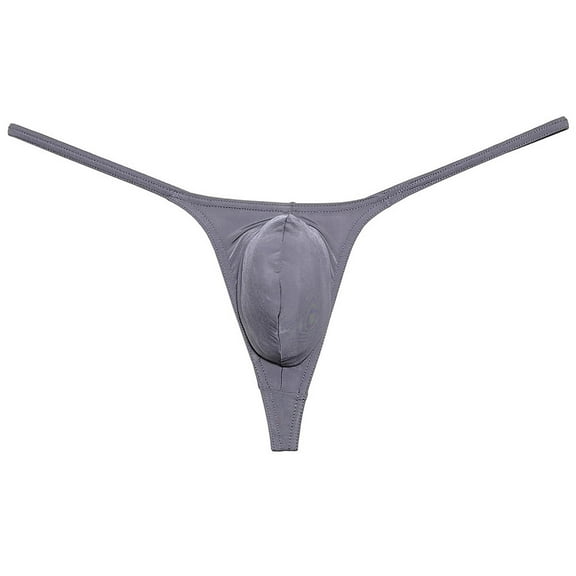 Botmois Mens Minimum Coverage T-back Pouch Enhancing Thong Shiny Bikini Bulge Pouch Underwear Dark Gray XL