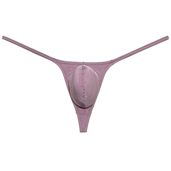 Botmois Mens Minimum Coverage T-back Pouch Enhancing Thong Shiny Bikini Bulge Pouch Underwear Light Brown M