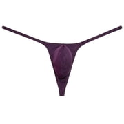 Botmois Mens Minimum Coverage T-back Pouch Enhancing Thong Shiny Bikini Bulge Pouch Underwear Purple XL