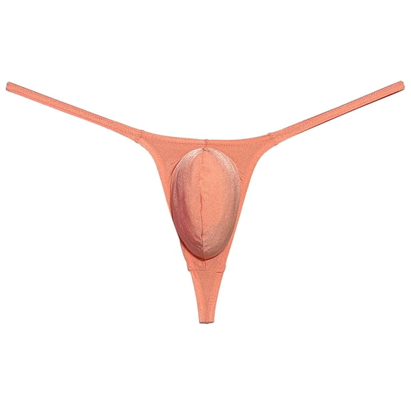 Botmois Mens Minimum Coverage T-back Pouch Enhancing Thong Shiny Bikini Bulge Pouch Underwear Watermelon Red XL