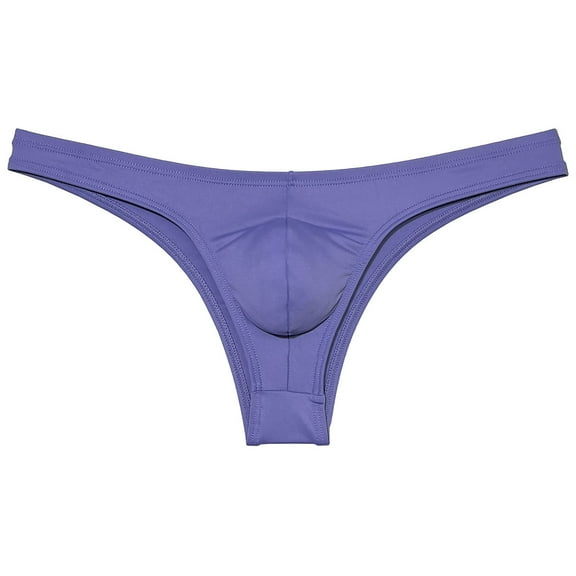 Botmois Mens Solid Spandex Briefs U-Convex Pouch Low-Rise Bikini Underpants Swimwear Cheeky Underpants Enhance Hip Shape Blue Gray M