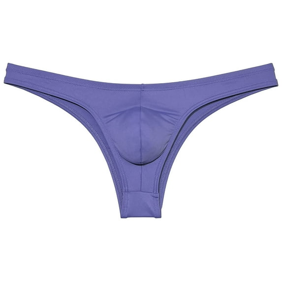 Botmois Mens Solid Spandex Briefs U-Convex Pouch Low-Rise Bikini Underpants Swimwear Cheeky Underpants Enhance Hip Shape Blue Gray M