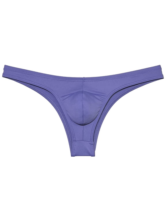 Mens Solid Spandex Briefs U-Convex Pouch Low-Rise Bikini Underpants Swimwear Cheeky Underpants Enhance Hip Shape Blue Gray M