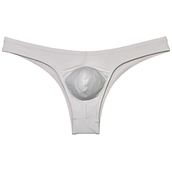 Botmois Mens Solid Spandex Briefs U-Convex Pouch Low-Rise Bikini Underpants Swimwear Cheeky Underpants Enhance Hip Shape Light Flesh M