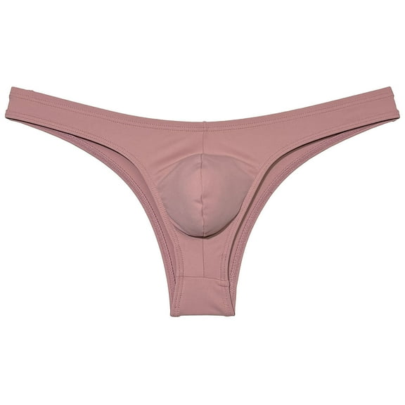 Botmois Mens Solid Spandex Briefs U-Convex Pouch Low-Rise Bikini Underpants Swimwear Cheeky Underpants Enhance Hip Shape Seashell Pink M