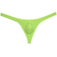 thumbnail image 1 of Botmois Mens Solid Thiny Ice Silk Bikini G-string Male Cheeky T Panties Low-rise Soft Pouch Thong Sexy Tangas Underwear AppleGreen M, 1 of 3