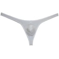 thumbnail image 1 of Botmois Mens Solid Thiny Ice Silk Bikini G-string Male Cheeky T Panties Low-rise Soft Pouch Thong Sexy Tangas Underwear White M, 1 of 3