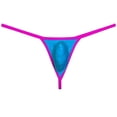 thumbnail image 1 of Botmois Sexy Men Underwear Sports Shiny Thong Spandex Balls Hole Thong Bulge Pouch G-string Balls Out Tangas Lake Blue XL, 1 of 3