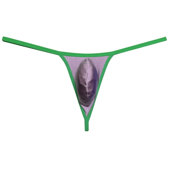 Botmois Sexy Men Underwear Sports Shiny Thong Spandex Balls Hole Thong Bulge Pouch G-string Balls Out Tangas Light Coffee M