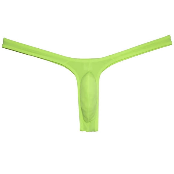 Botmois Sexy Men's Ice Silk Bikini Thong Underwear Jockstrap G-string Micro Posing Hipster Lingerie AppleGreen M