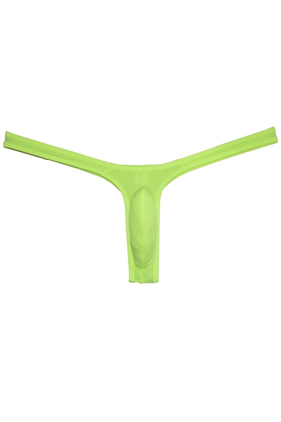 Sexy Men's Ice Silk Bikini Thong Underwear Jockstrap G-string Micro Posing Hipster Lingerie AppleGreen XL