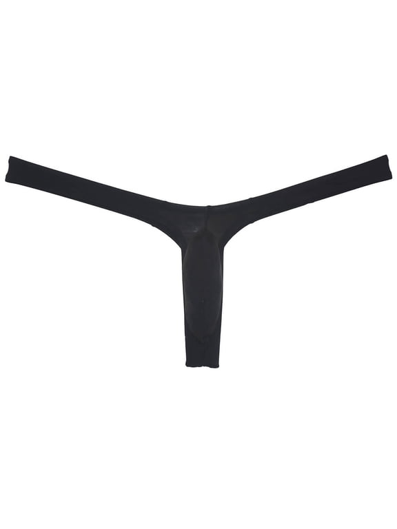Sexy Men's Ice Silk Bikini Thong Underwear Jockstrap G-string Micro Posing Hipster Lingerie Black XL