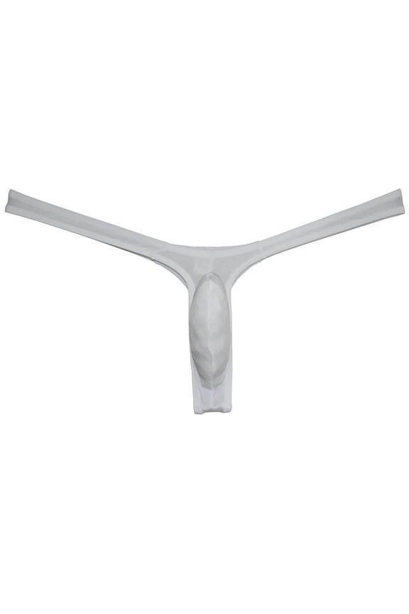 Sexy Men's Ice Silk Bikini Thong Underwear Jockstrap G-string Micro Posing Hipster Lingerie White L