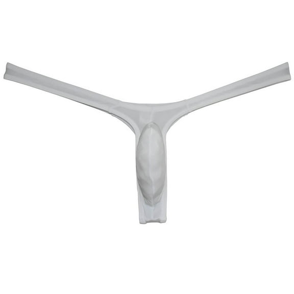 Botmois Sexy Men's Ice Silk Bikini Thong Underwear Jockstrap G-string Micro Posing Hipster Lingerie White M