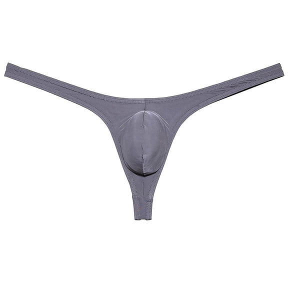 Botmois Sexy Mens Pouch Enhancing Thong Underpants Shiny Bikini Underwear Tangas Dark Gray L