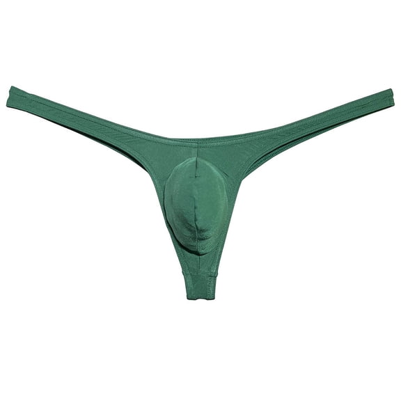 Botmois Sexy Mens Pouch Enhancing Thong Underpants Shiny Bikini Underwear Tangas Dark Green L