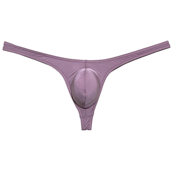 Botmois Sexy Mens Pouch Enhancing Thong Underpants Shiny Bikini Underwear Tangas Light Brown L