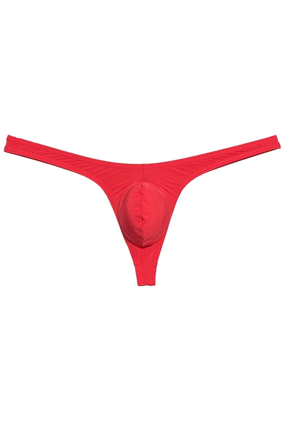 Sexy Mens Pouch Enhancing Thong Underpants Shiny Bikini Underwear Tangas Red L