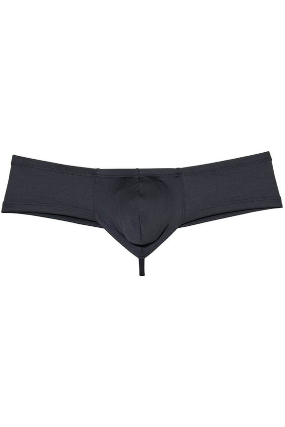 Solid Spandex Man Boxers Briefs Comfy Underwear Enhanced Support Brazilian Pouch Mini Bikini Cut-Skin Black M