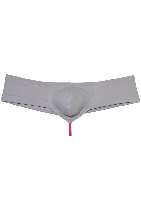 Solid Spandex Man Boxers Briefs Comfy Underwear Enhanced Support Brazilian Pouch Mini Bikini Cut-Skin Light Gray XL