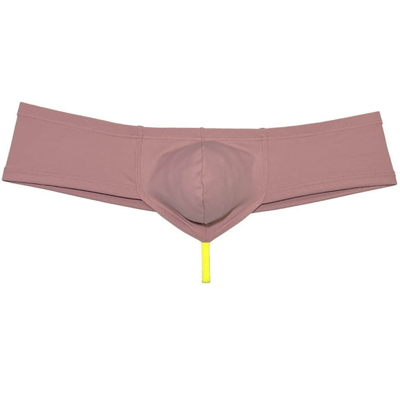 Botmois Solid Spandex Man Boxers Briefs Comfy Underwear Enhanced Support Brazilian Pouch Mini Bikini Cut-Skin Seashell Pink L