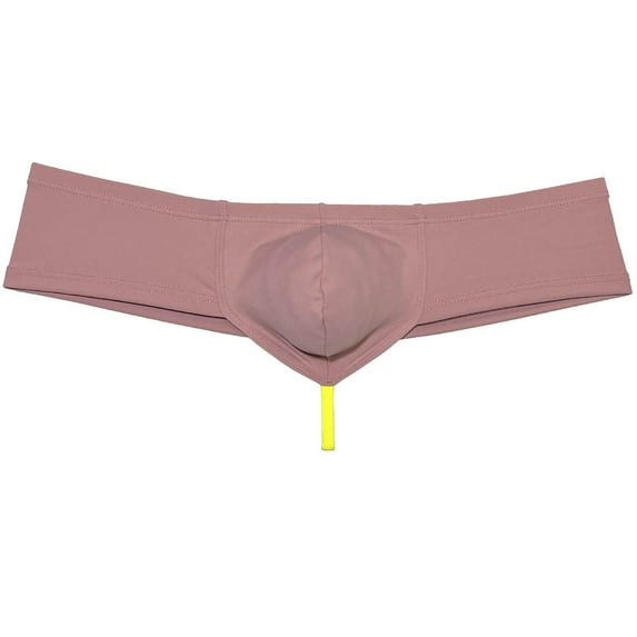 Botmois Solid Spandex Man Boxers Briefs Comfy Underwear Enhanced Support Brazilian Pouch Mini Bikini Cut-Skin Seashell Pink M