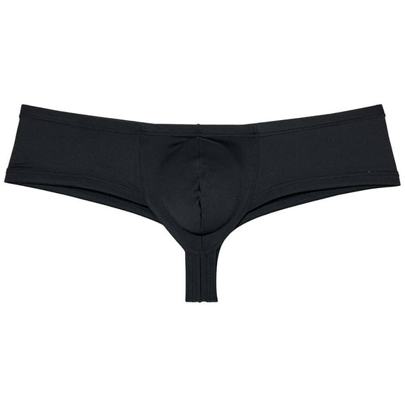 Botmois Solid Spandex Mens Cheeky Panties Hipster Half Hip Coverage Brazilian Bikini Boxers Briefs Underwear Hombre Black M