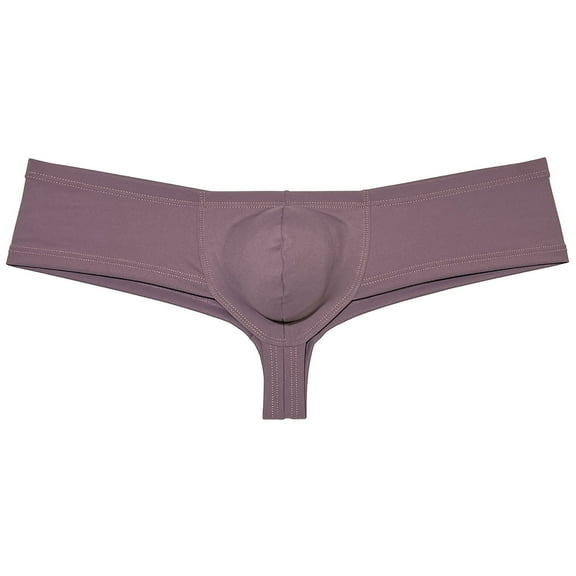 Botmois Solid Spandex Mens Cheeky Panties Hipster Half Hip Coverage Brazilian Bikini Boxers Briefs Underwear Hombre Brown M