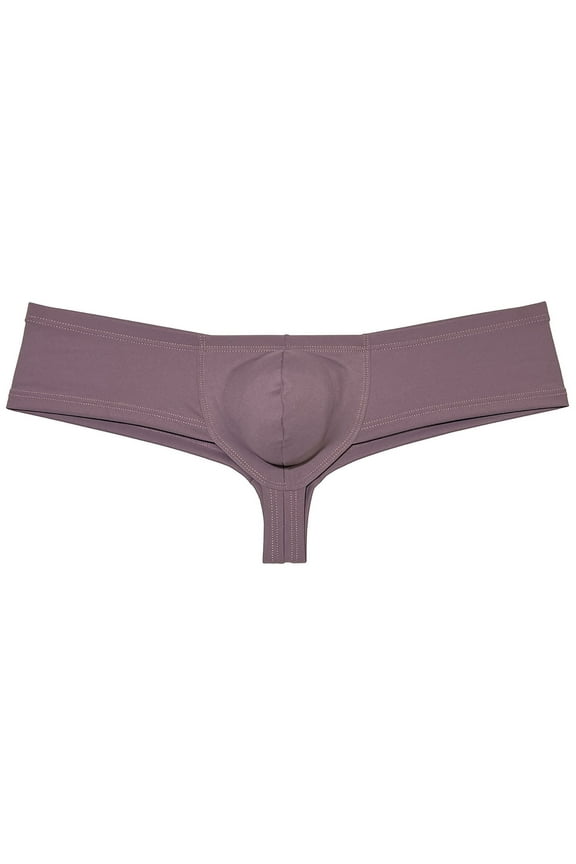 Solid Spandex Mens Cheeky Panties Hipster Half Hip Coverage Brazilian Bikini Boxers Briefs Underwear Hombre Brown M