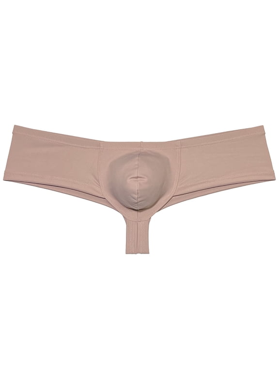 Solid Spandex Mens Cheeky Panties Hipster Half Hip Coverage Brazilian Bikini Boxers Briefs Underwear Hombre Flesh M