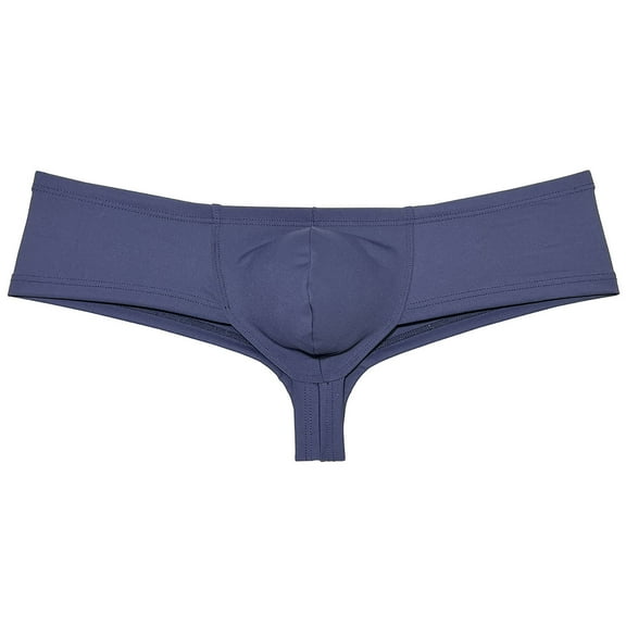 Botmois Solid Spandex Mens Cheeky Panties Hipster Half Hip Coverage Brazilian Bikini Boxers Briefs Underwear Hombre Navy Blue L