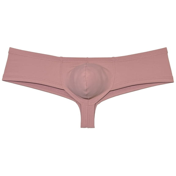 Botmois Solid Spandex Mens Cheeky Panties Hipster Half Hip Coverage Brazilian Bikini Boxers Briefs Underwear Hombre Seashell Pink M