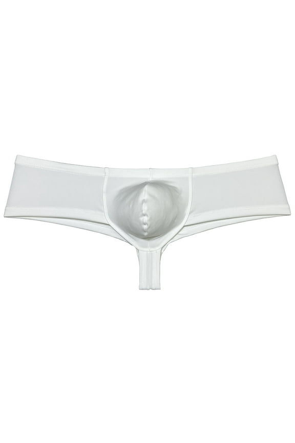 Solid Spandex Mens Cheeky Panties Hipster Half Hip Coverage Brazilian Bikini Boxers Briefs Underwear Hombre White L